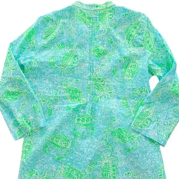 Lilly Pulitzer Tunic Beaded Sarasota Bundle in Jungle Large Cotton Green Teal - Picture 6 of 7